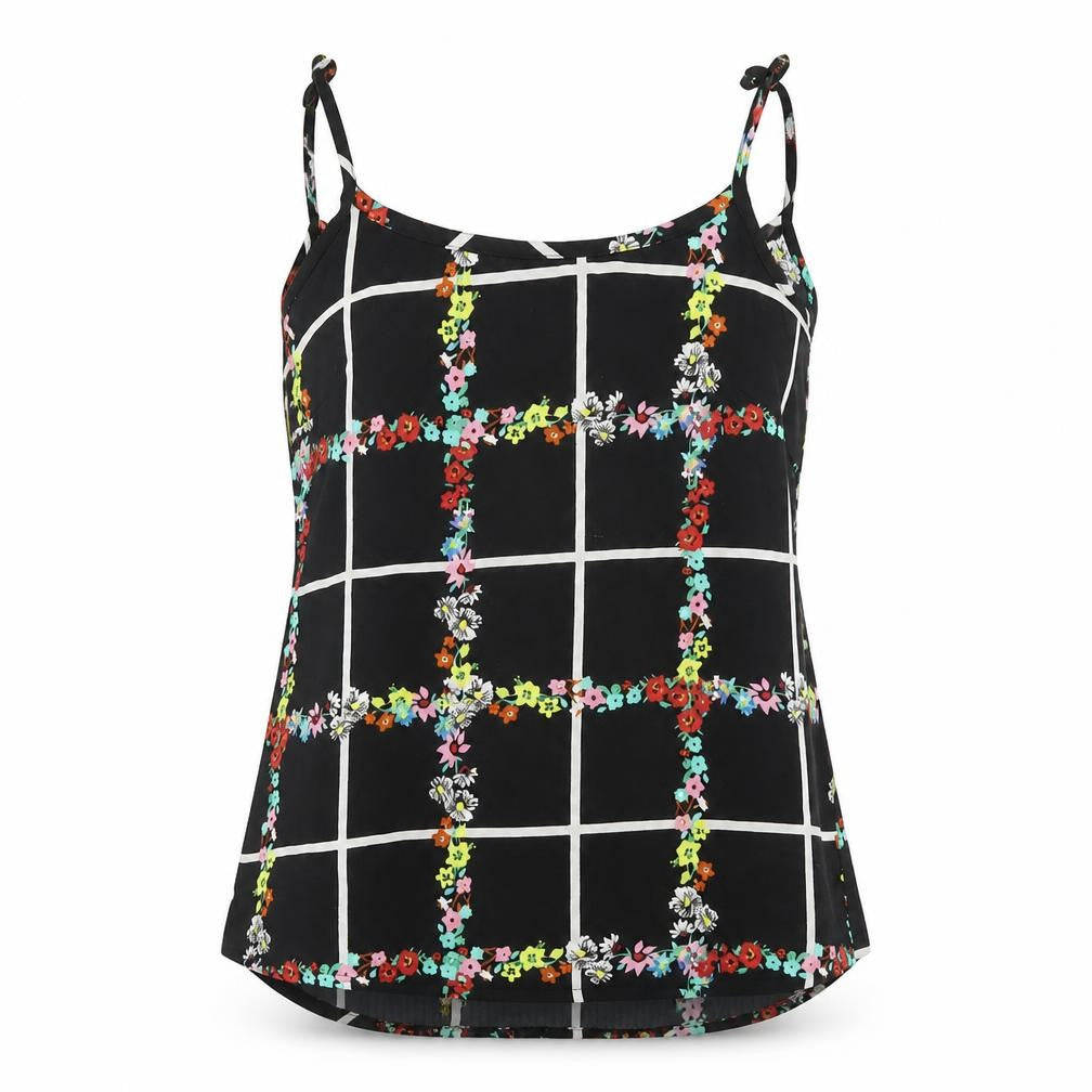 Front view of Primark women’s multicoloured floral camisole t-shirt, size UK 10