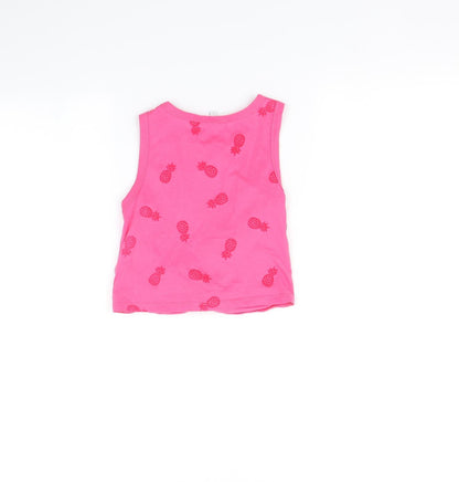 Bluezoo Girls Pink   Camisole T-Shirt Size 6-7 Years  - Pineapple print