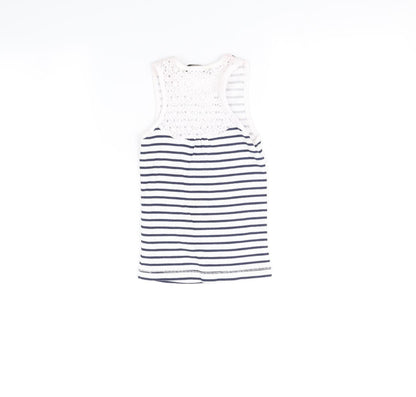 George Girls Blue Striped  Basic T-Shirt Size 6-7 Years