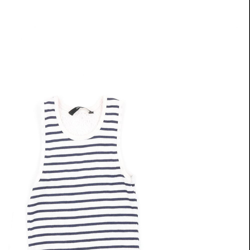George Girls Blue Striped  Basic T-Shirt Size 6-7 Years