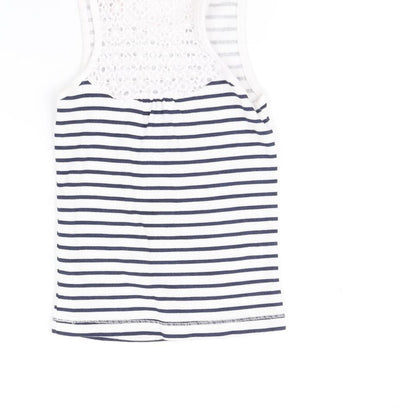 George Girls Blue Striped  Basic T-Shirt Size 6-7 Years