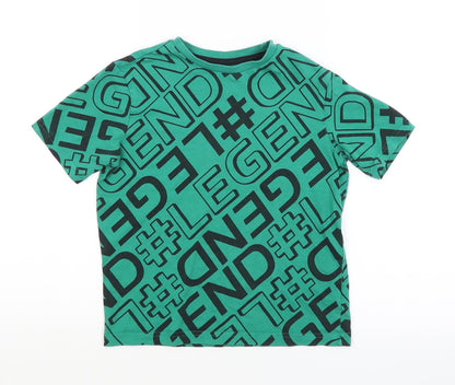F&F Boys Green Geometric  Basic T-Shirt Size 5-6 Years
