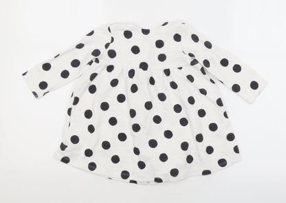 George Girls White Spotted  A-Line  Size 9-12 Months