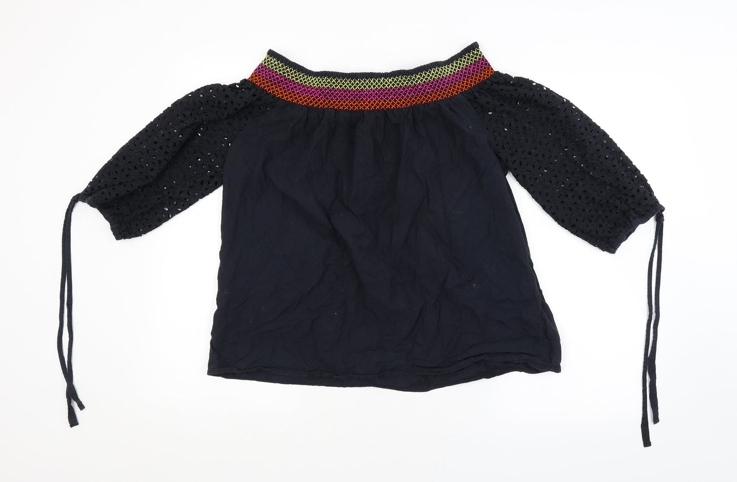 Papaya Womens Black Striped  Basic Blouse Size 14