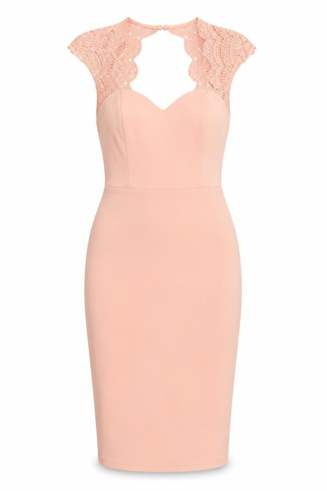 Front view of Club L women’s pink bodycon, size UK 6