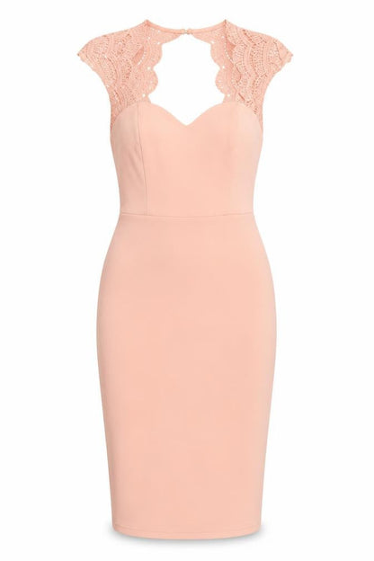 Front view of Club L women’s pink bodycon, size UK 6