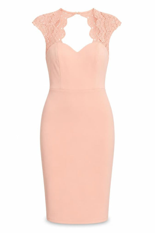 Front view of Club L women’s pink bodycon, size UK 6