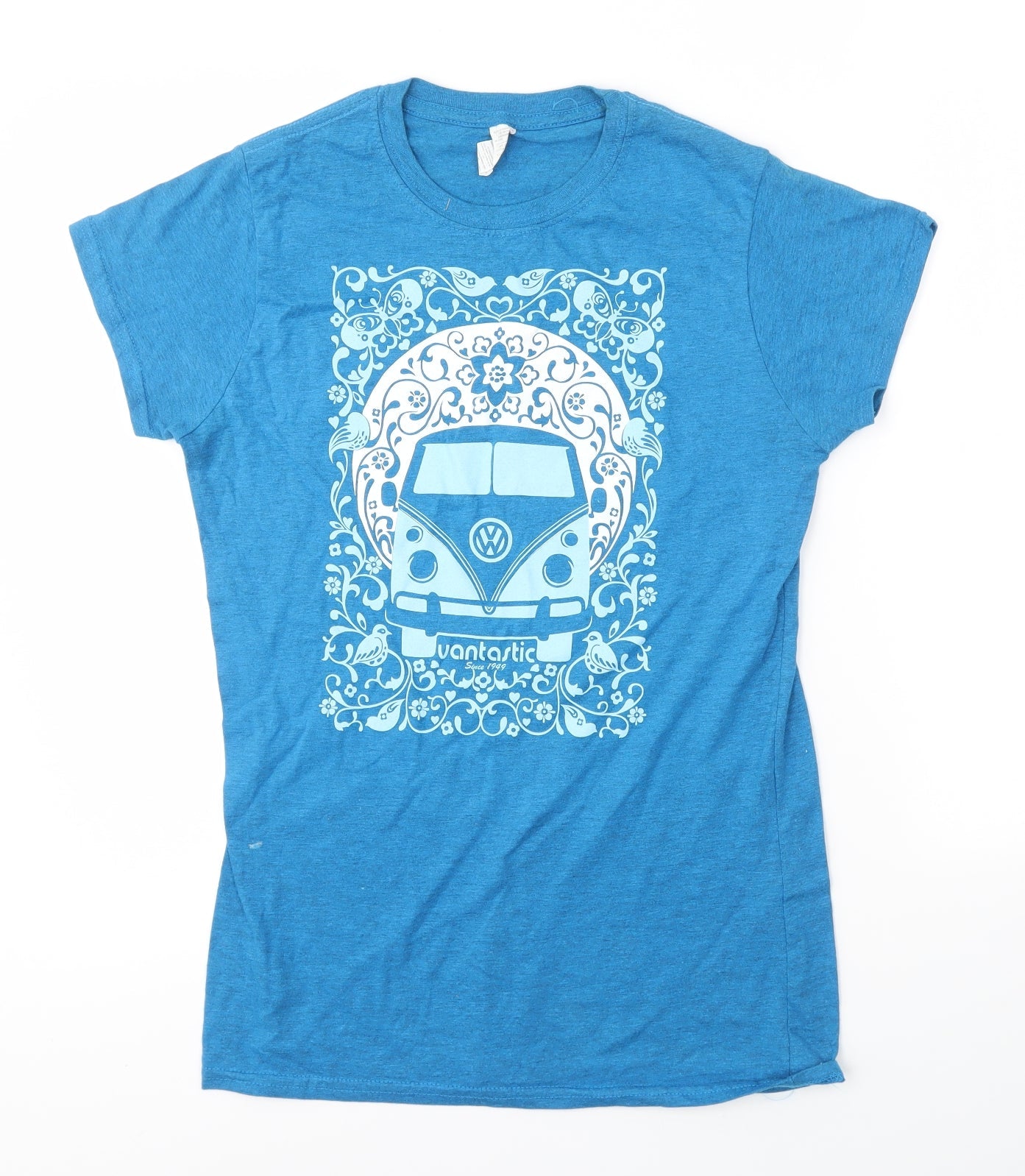 Womens UK Size L Gildan Blue Basic T-Shirt