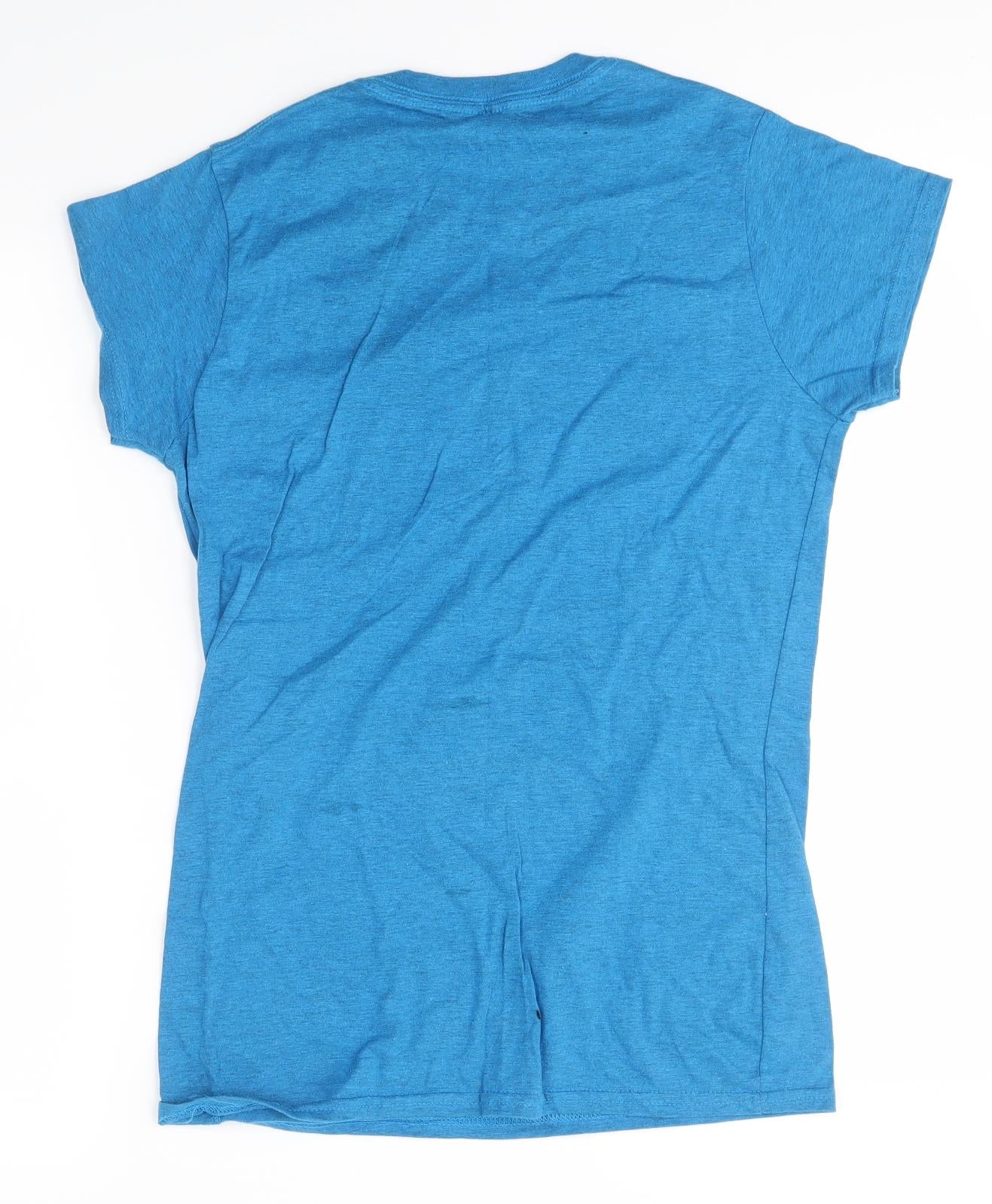Womens UK Size L Gildan Blue Basic T-Shirt
