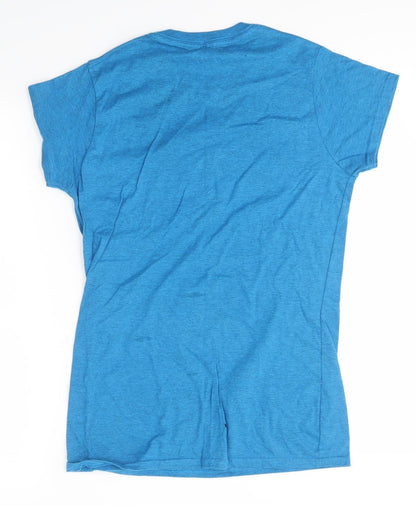 Womens UK Size L Gildan Blue Basic T-Shirt