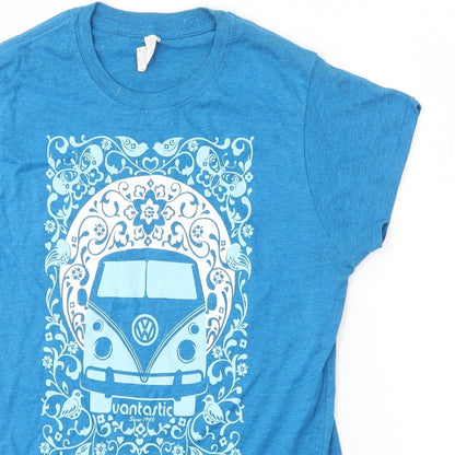 Womens UK Size L Gildan Blue Basic T-Shirt