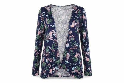 Front view of BEYOU women’s multicoloured floral cardigan jumper, size UK 12