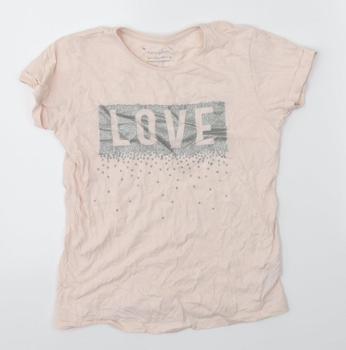 Primark Girls Pink   Basic T-Shirt Size 9-10 Years