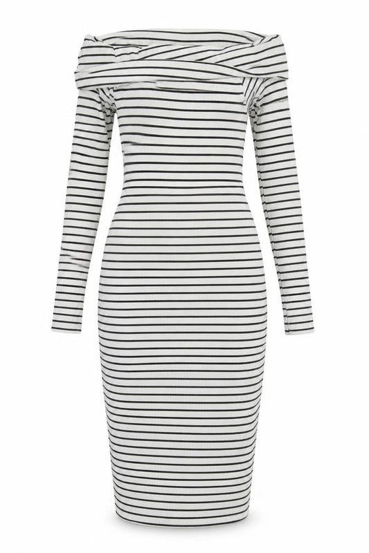 Front view of Very women’s multicoloured striped bodycon, size UK 8