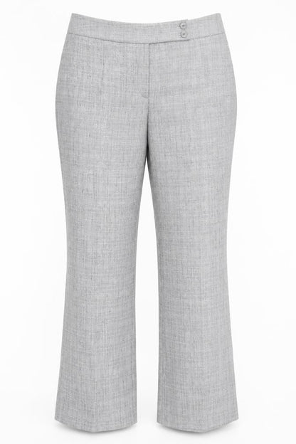 Front view of BHS women’s grey dress pants trousers, size UK 14, 28-inch leg