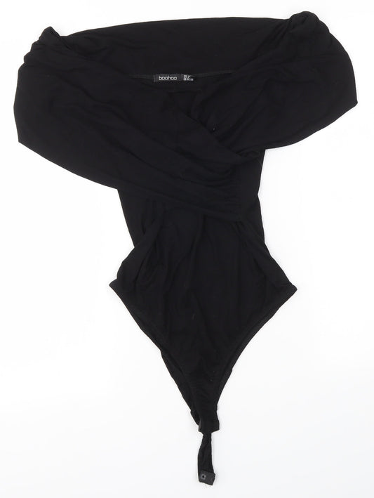 Boohoo Womens Black   Bodysuit One-Piece Size 12