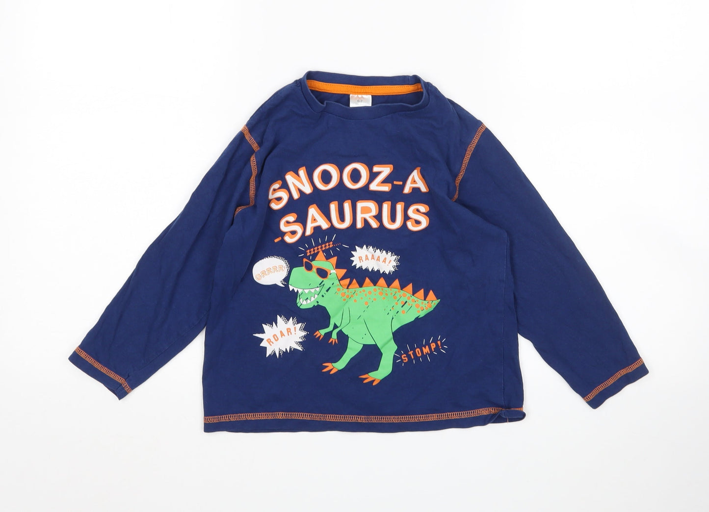 Preworn Boys Blue    Pyjama Top Size 6-7 Years  - Dinosaur