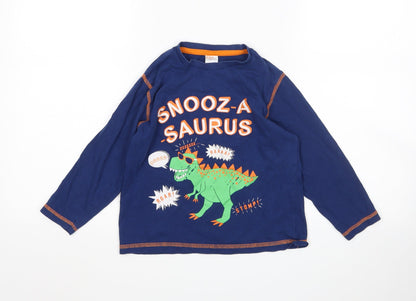 Preworn Boys Blue    Pyjama Top Size 6-7 Years  - Dinosaur