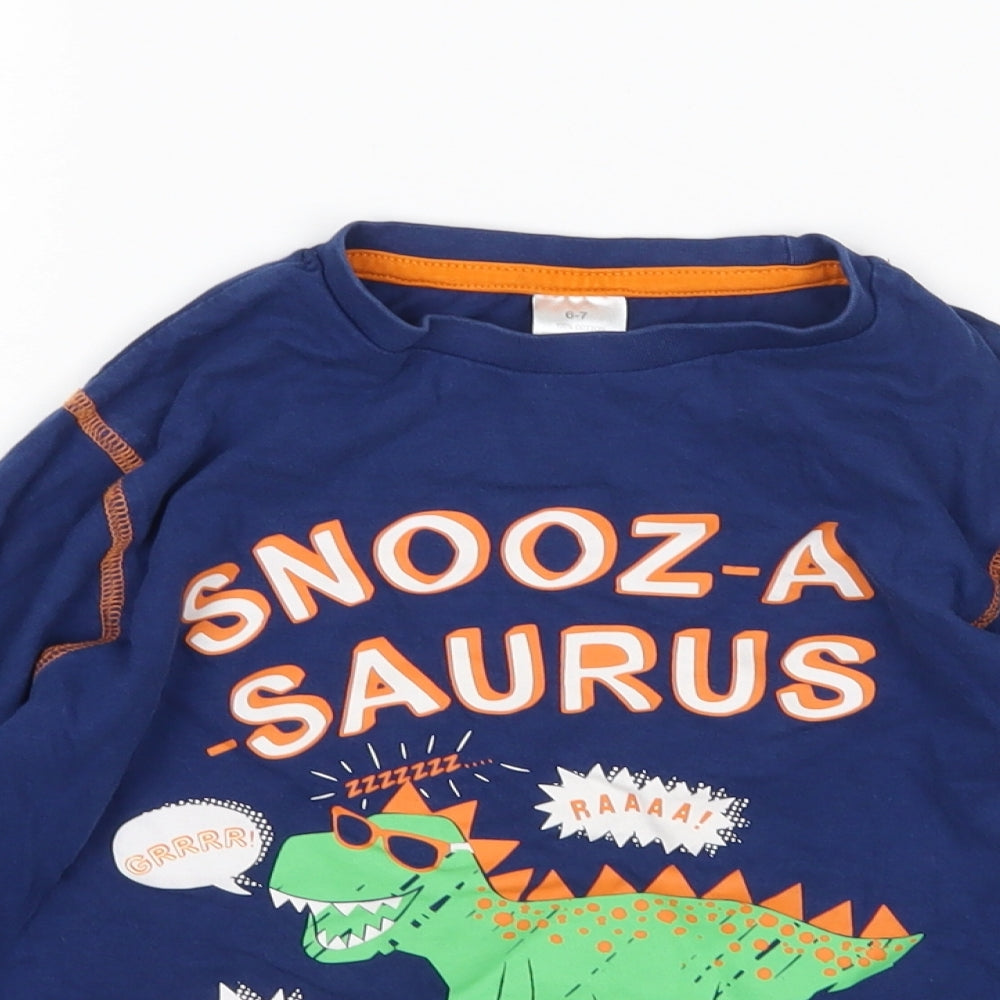 Preworn Boys Blue    Pyjama Top Size 6-7 Years  - Dinosaur