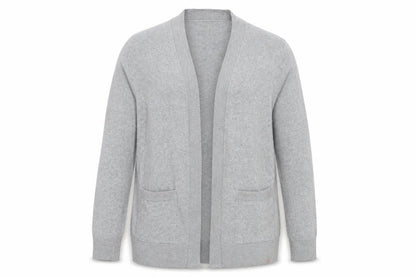 Front view of Avenue women’s grey cardigan jumper, size UK 12