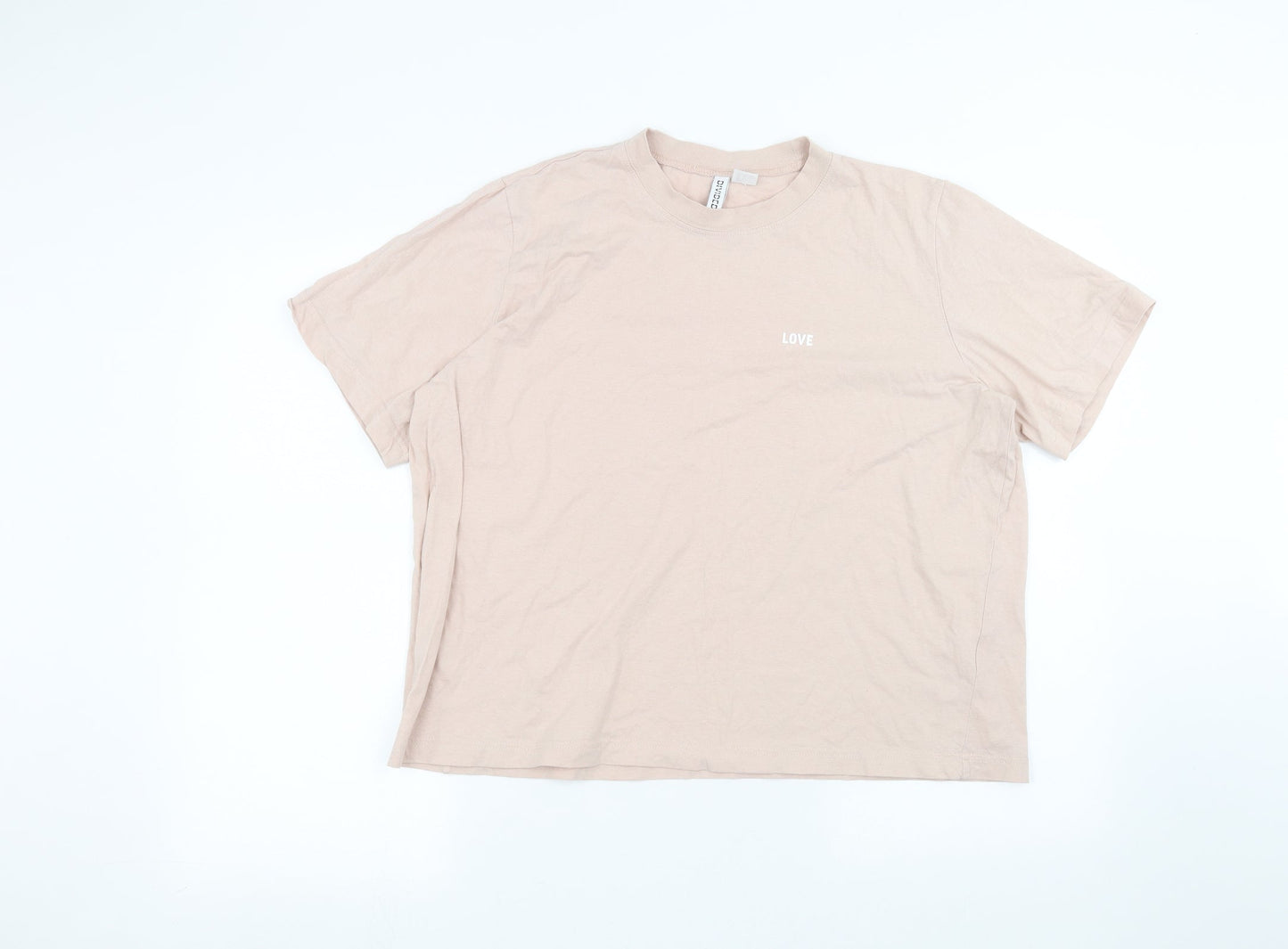 Womens UK Size L H&M Pink Basic T-Shirt