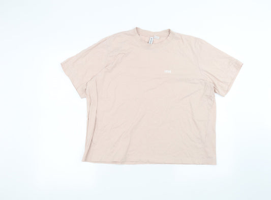 Womens UK Size L H&M Pink Basic T-Shirt