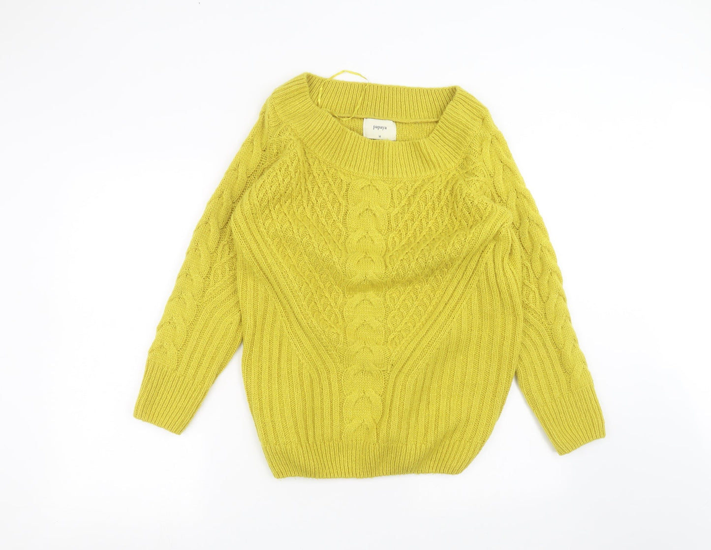 Womens UK Size M Papaya Yellow Pullover Jumper
