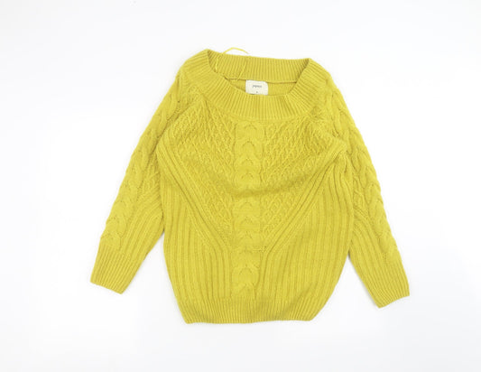 Womens UK Size M Papaya Yellow Pullover Jumper