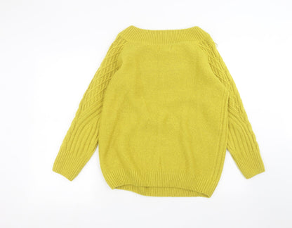 Womens UK Size M Papaya Yellow Pullover Jumper
