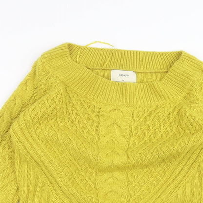 Womens UK Size M Papaya Yellow Pullover Jumper