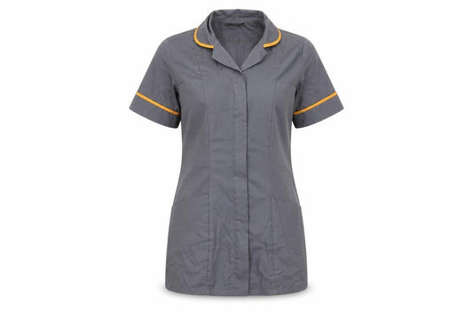 Front view of Dimensions women’s grey basic blouse, size UK 10