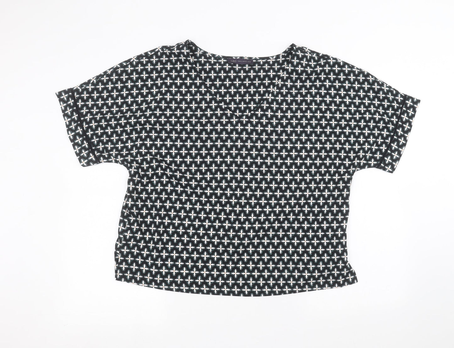 Womens UK Size 14 Marks and Spencer Black Basic T-Shirt