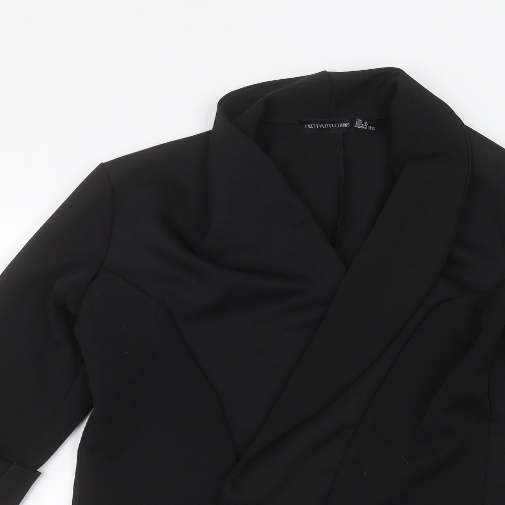 Womens UK Size 4 PRETTYLITTLETHING Black Cardigan Jumper