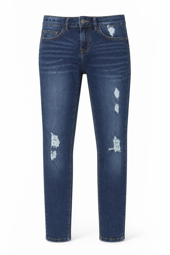 Front view of WAVEN women’s blue skinny jeans, size UK 26, in, 25-inch leg