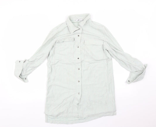 Womens UK Size 8 NEXT Green Basic Button-Up