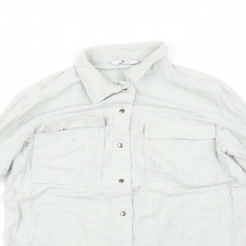 Womens UK Size 8 NEXT Green Basic Button-Up