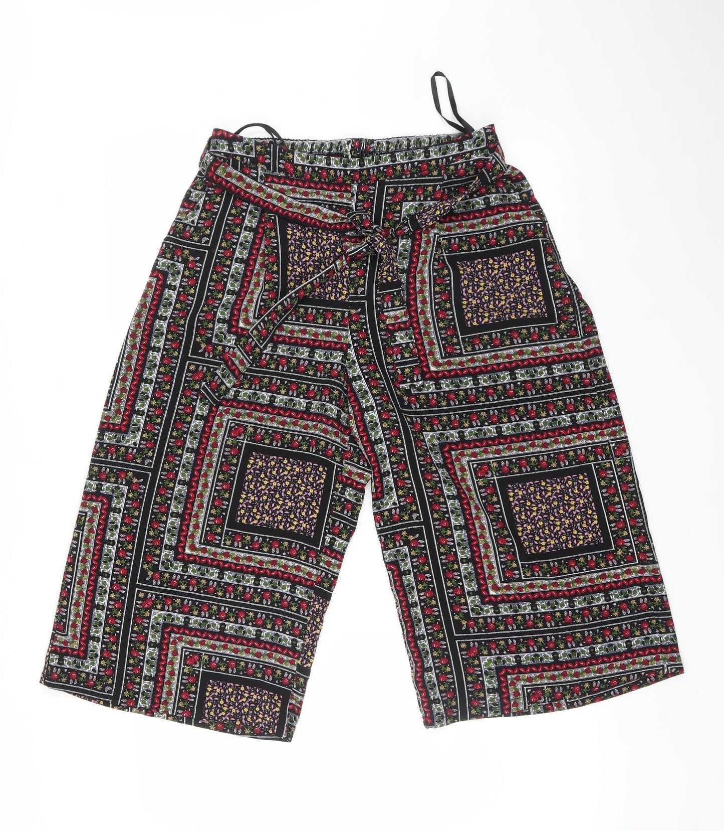 Womens UK Size 10 Preworn Regular Fit Cropped Multicoloured Trousers