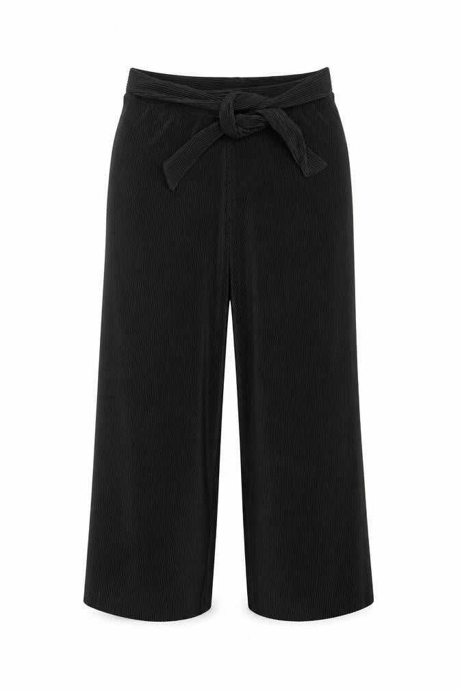 Front view of F&F women’s black striped carrot trousers, size UK 12, 23-inch leg