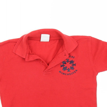 Russell Boys Red   Basic Polo Size 5-6 Years