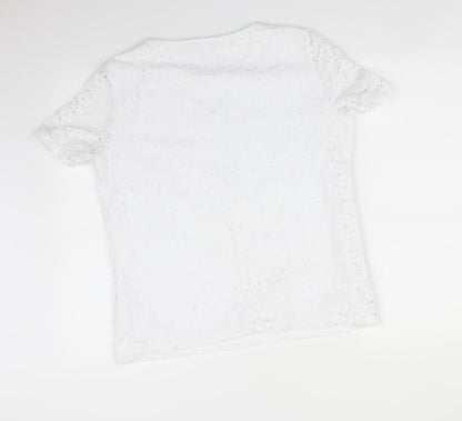 BONMARCHE Womens White Floral  Basic T-Shirt Size 14