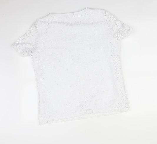 BONMARCHE Womens White Floral  Basic T-Shirt Size 14