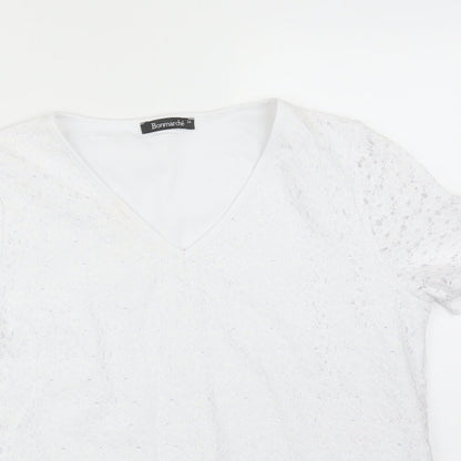 BONMARCHE Womens White Floral  Basic T-Shirt Size 14