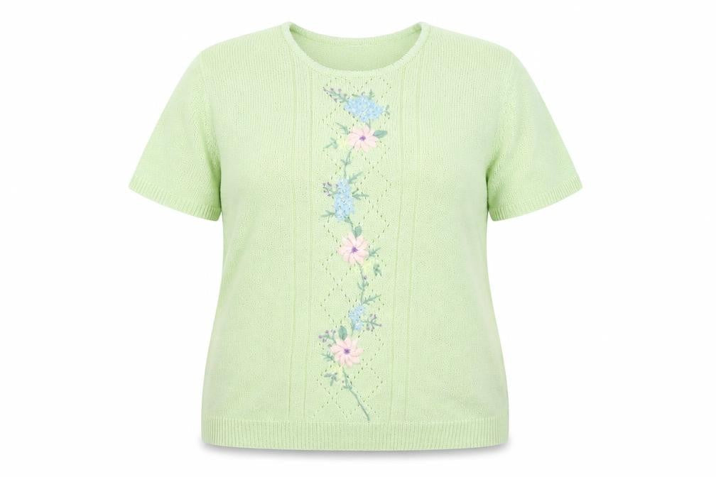 Womens UK Size 16 Damart Green Basic T-Shirt
