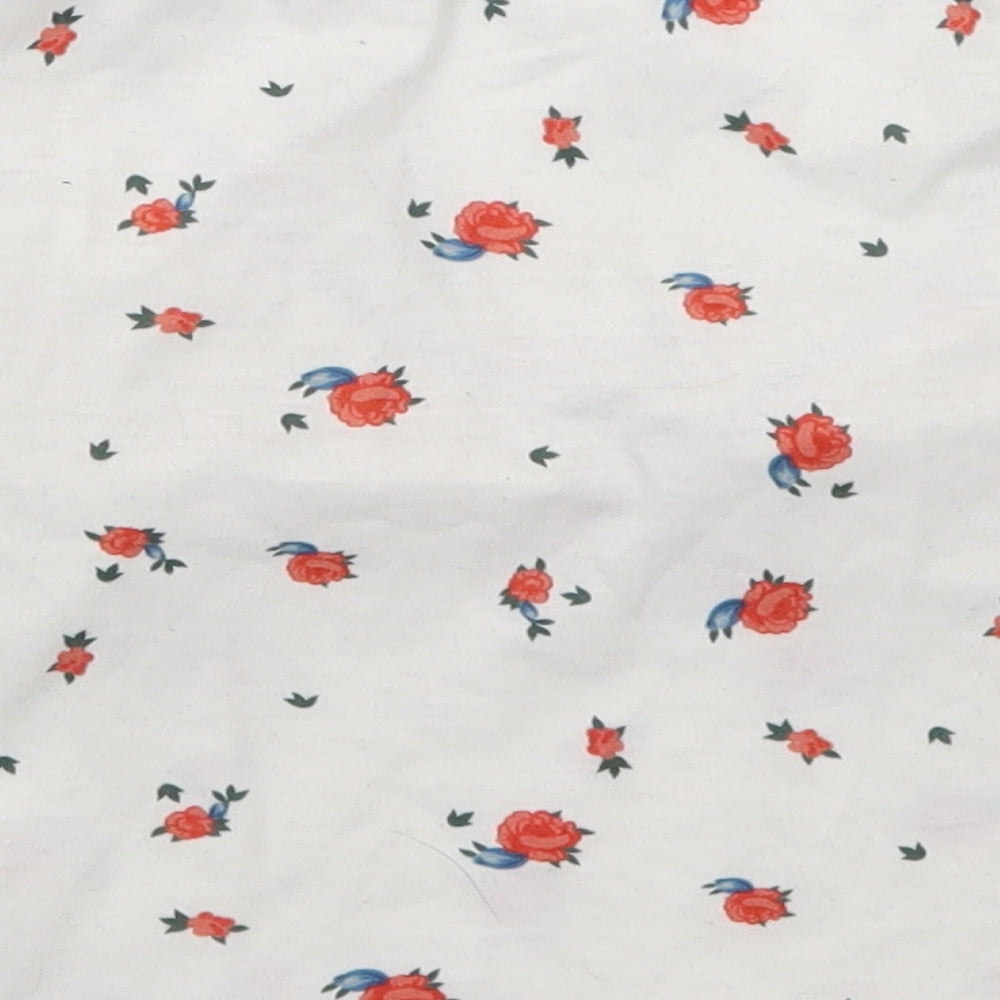 SheIn Womens White Floral  Cropped T-Shirt Size S