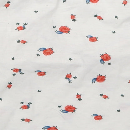 SheIn Womens White Floral  Cropped T-Shirt Size S