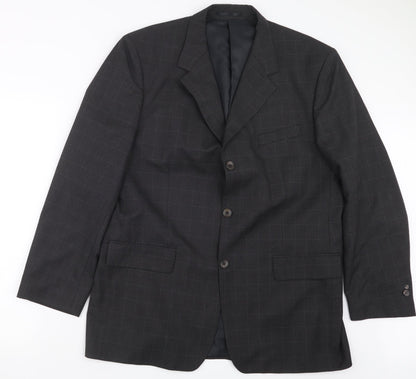 Front view of Zantos men’s grey check jacket suit jacket, size 42