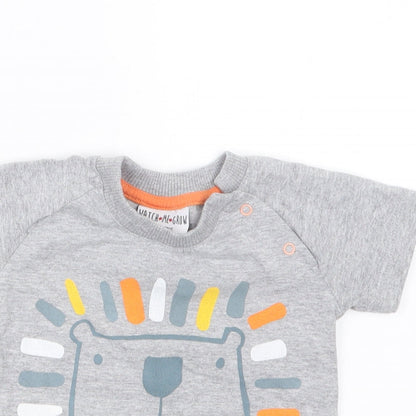 Watch Me Grow Boys Grey   Basic T-Shirt Size 3-6 Months