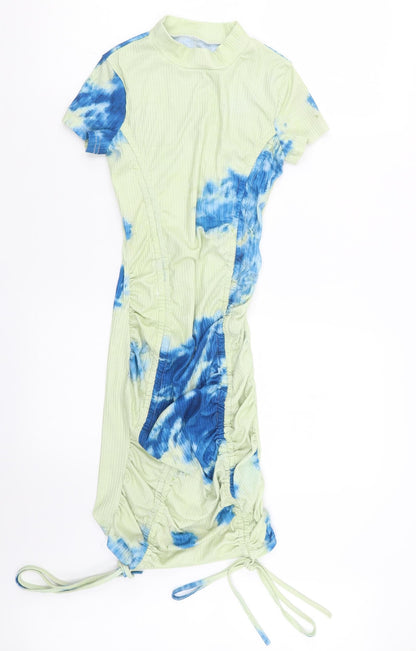 Preworn Womens Green Geometric  T-Shirt Dress  Size S