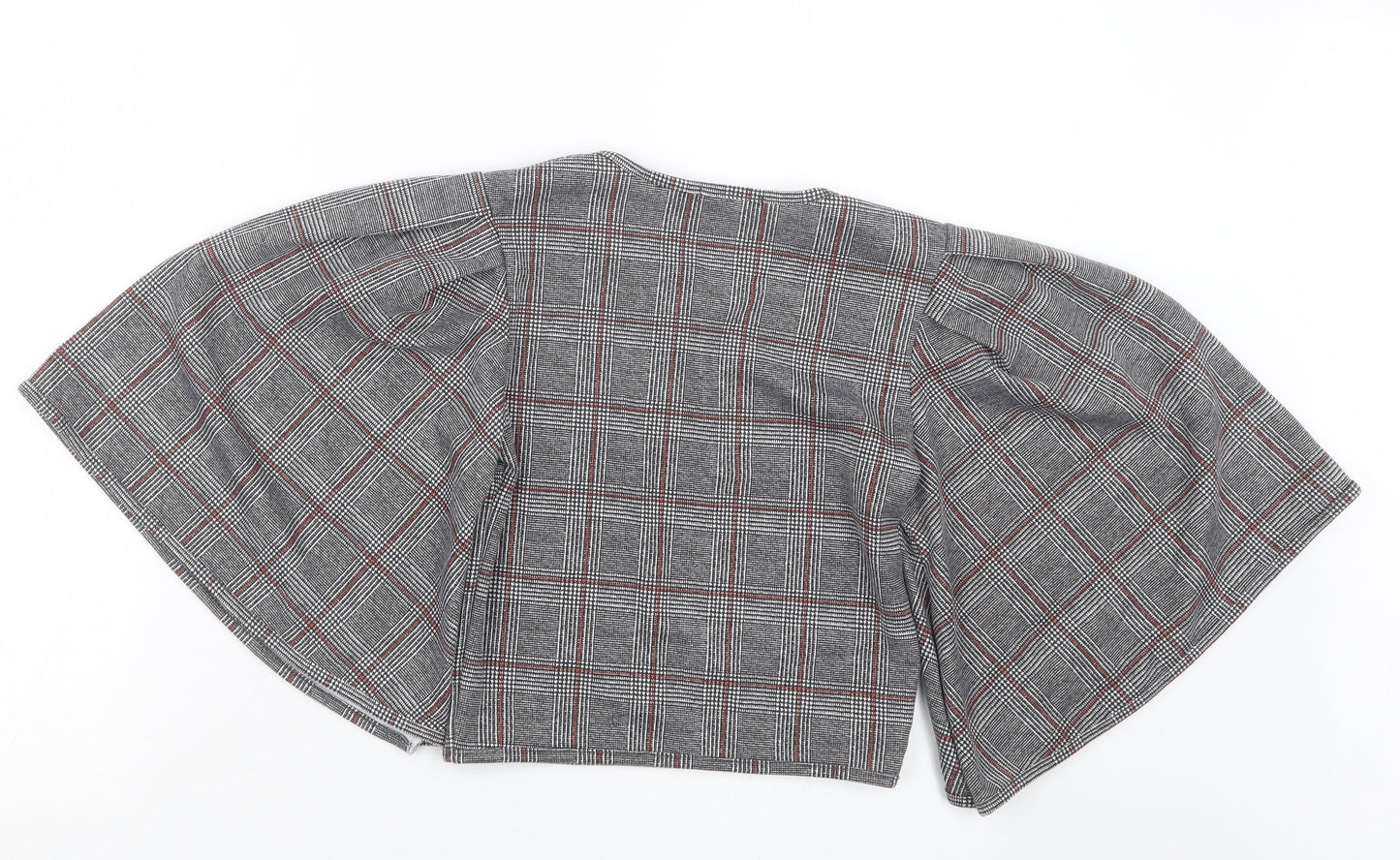 Boohoo Womens Grey Check  Basic Blouse Size 8