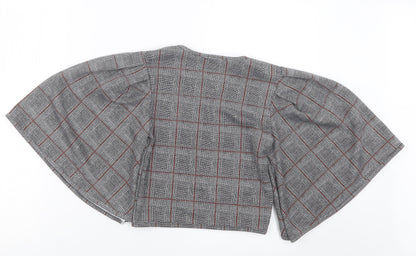 Boohoo Womens Grey Check  Basic Blouse Size 8